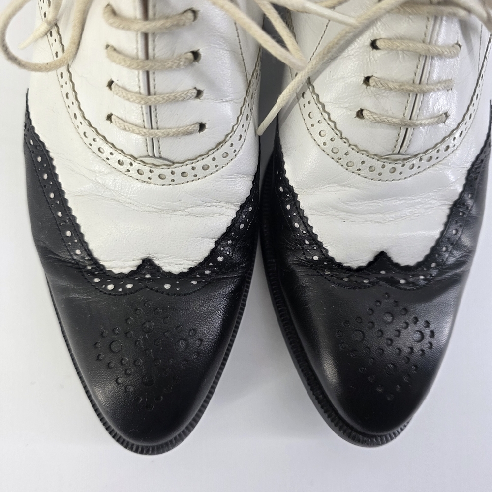 Robert Clergerie Leather Spectator Brogue Wingtip Oxford Shoes Black White Sz5.5 - Picture 6 of 16